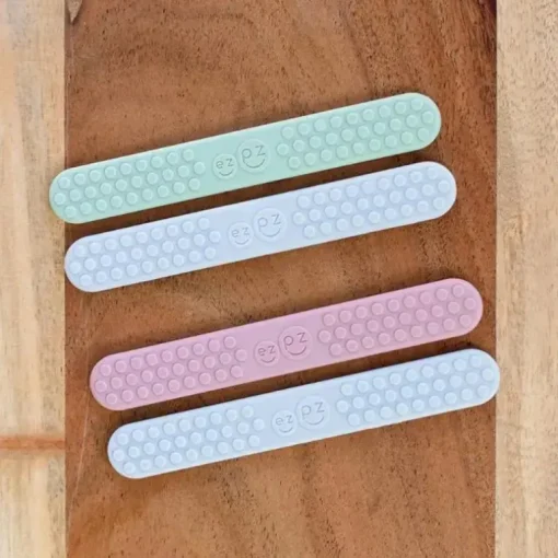 Ezpz - Escova de dentes Baby-Led™ + Depressor de língua sensorial Pacote duplo, blush