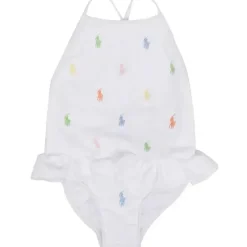 Fato de banho bordado Ralph Lauren Baby - Polo Pony, branco