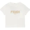 Fendi Baby - Camiseta de manga curta com logotipo Txt bordado, branca