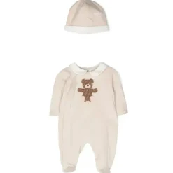 Fendi Baby - Footie com patch de urso Ff e chapéu