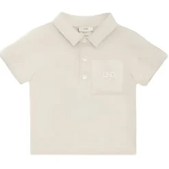 Fendi Baby - Polo Bege para Bebê em Jersey de Algodão com Bolso no Peito