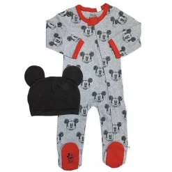Finn + Emma Footie e chapéu Mickey, cinza/vermelho/preto