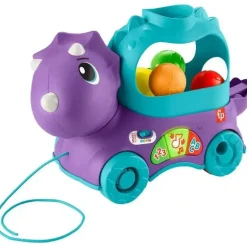 Fisher Price - Brinquedo de aprendizagem infantil Poppin' Triceratops Dinosaur Pull-Along Ball Popper