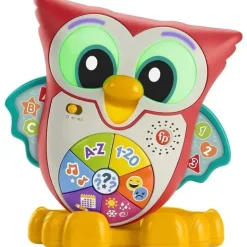Fisher Price - Brinquedo de aprendizagem para crianças Linkimals Acende e aprende coruja com luzes interativas e música