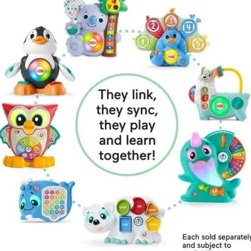 Fisher Price - Brinquedo infantil Linkimals aprendendo Narval com música de luzes interativas
