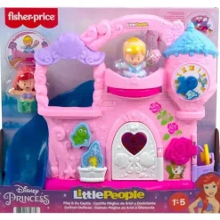 Fisher Price - Brinquedo infantil para crianças pequenas Disney Princess Play &amp; Go Castle Playset portátil com Ariel e Cinderela