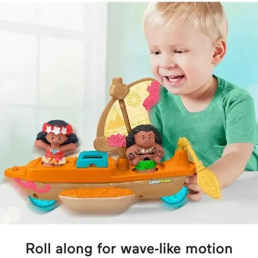 Fisher Price - Brinquedos para crianças pequenas Disney Princess Moana e barco à vela canoa de Maui com 2 figuras