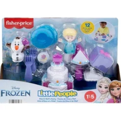 Fisher Price - Brinquedos para crianças pequenas Disney Frozen Elsa e Olaf's Party Playset de 12 peças