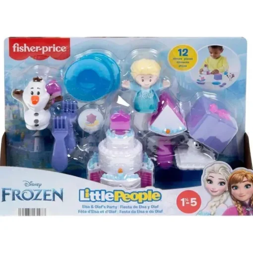 Fisher Price - Brinquedos para crianças pequenas Disney Frozen Elsa e Olaf's Party Playset de 12 peças