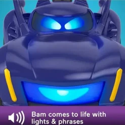 Fisher Price - Carro de controle remoto DC Batwheels, Bam The Batmobile Transforming RC com luzes, sons e frases de personagens