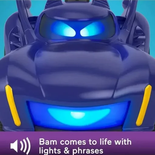 Fisher Price - Carro de controle remoto DC Batwheels, Bam The Batmobile Transforming RC com luzes, sons e frases de personagens