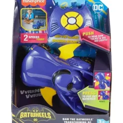 Fisher Price - Carro de controle remoto DC Batwheels, Bam The Batmobile Transforming RC com luzes, sons e frases de personagens