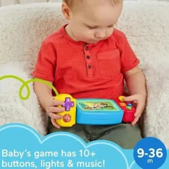 Fisher Price - Ria e aprenda brinquedo para bebês e crianças pequenas Twist &amp; Learn Gamer Finja videogame com luzes e música