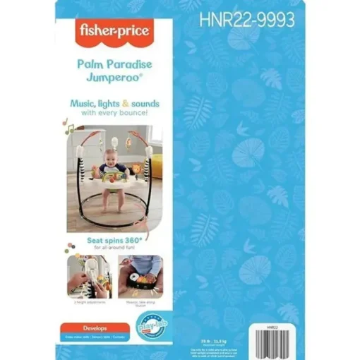 Fisher-Price - Centro de atividades Baby Bouncer Palm Paradise Jumperoo com luzes musicais, sons e brinquedos de desenvolvimento?