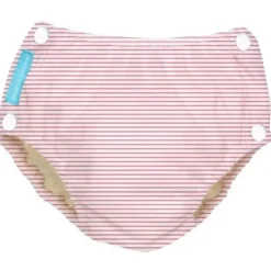 Fralda de banho reutilizável Charlie Banana - Lápis listras rosa bebê com botões