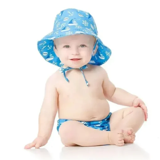 Fralda e chapéu de natação reutilizáveis ​​Bumkins, UPF +50, Ahoy