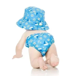 Fralda e chapéu de natação reutilizáveis ​​Bumkins, UPF +50, Ahoy