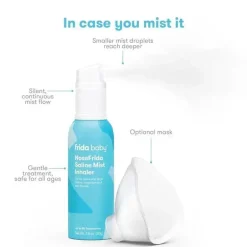 Frida Baby - Inalador nasal NoseFrida Saline Mist, Saline Inhaler acalma nariz entupido e dor de garganta