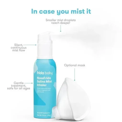 Frida Baby - Inalador nasal NoseFrida Saline Mist, Saline Inhaler acalma nariz entupido e dor de garganta