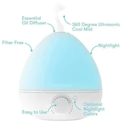Fridababy - Umidificador 3 em 1 com difusor e luz noturna, branco