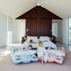 Funboy - Cama e colchão inflável infantil rosa para viagem