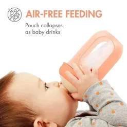Garrafa de Silicone Boon Nursh 4oz 3Pk, Menta/Cantaloupe/Marinha