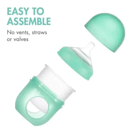 Garrafa de Silicone Boon Nursh 4oz 3Pk, Menta/Cantaloupe/Marinha