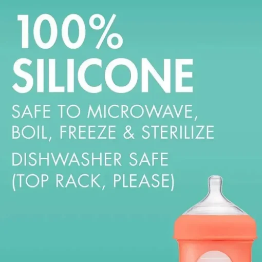 Garrafa de Silicone Boon Nursh 4oz 3Pk, Menta/Cantaloupe/Marinha