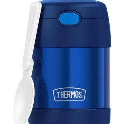 Garrafa térmica - 10 onças. Comida funtainer de aço inoxidável não licenciada, azul com colher