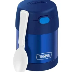 Garrafa térmica - 10 onças. Comida funtainer de aço inoxidável não licenciada, azul com colher