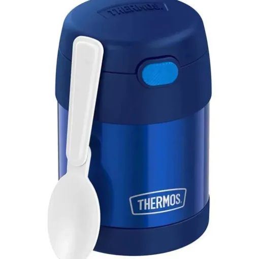 Garrafa térmica - 10 onças. Comida funtainer de aço inoxidável não licenciada, azul com colher