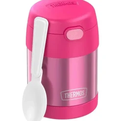 Garrafa térmica - 10 onças. Comida funtainer não licenciada de aço inoxidável, rosa com colher