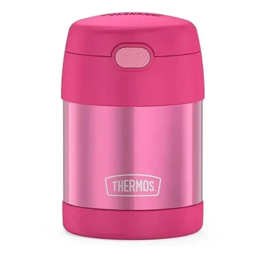 Garrafa térmica - 10 onças. Comida funtainer não licenciada de aço inoxidável, rosa com colher