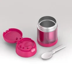 Garrafa térmica - 10 onças. Comida funtainer não licenciada de aço inoxidável, rosa com colher
