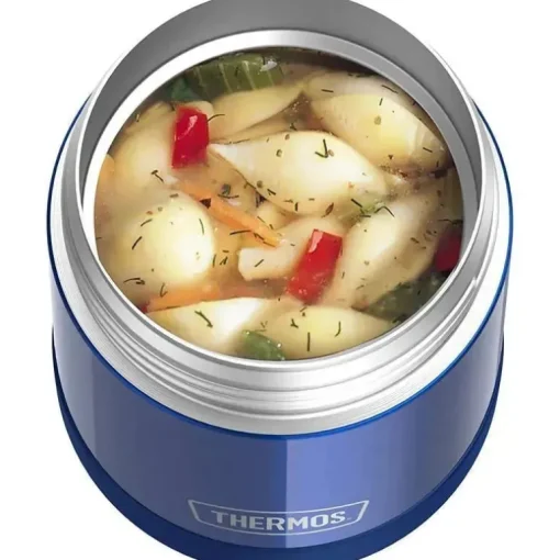 Garrafa térmica - 10 onças. Comida funtainer de aço inoxidável não licenciada, azul com colher