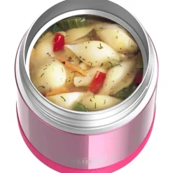 Garrafa térmica - 10 onças. Comida funtainer não licenciada de aço inoxidável, rosa com colher