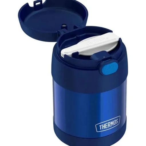 Garrafa térmica - 10 onças. Comida funtainer de aço inoxidável não licenciada, azul com colher