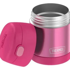 Garrafa térmica - 10 onças. Comida funtainer não licenciada de aço inoxidável, rosa com colher