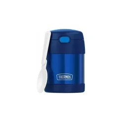 Garrafa térmica - 10 onças. Frasco de comida Funtainer® de aço inoxidável, marinho