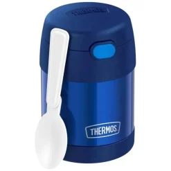 Garrafa térmica - 10 onças. Frasco de comida Funtainer® de aço inoxidável, marinho