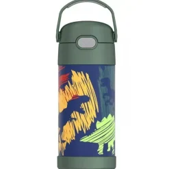 Garrafa térmica - 12 onças. Garrafa Funtainer® não licenciada de aço inoxidável, dinossauros