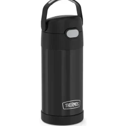 Garrafa térmica - 12 onças. Garrafa funtainer de aço inoxidável, preto fosco