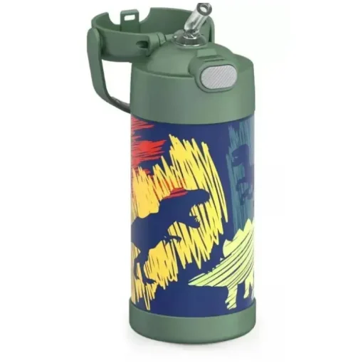 Garrafa térmica - 12 onças. Garrafa Funtainer® não licenciada de aço inoxidável, dinossauros
