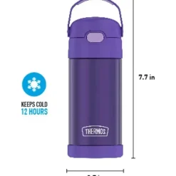 Garrafa térmica - 12 onças. Garrafa de Funtainer® não licenciada de aço inoxidável, roxa