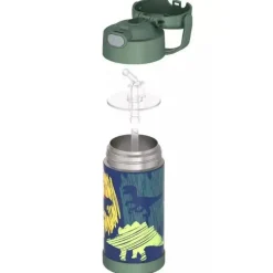 Garrafa térmica - 12 onças. Garrafa Funtainer® não licenciada de aço inoxidável, dinossauros