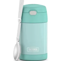 Garrafa térmica - 16 onças. Jarra para alimentos Funtainer® de aço inoxidável com colher dobrável, hortelã