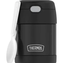 Garrafa térmica - 10 onças. Recipiente de comida em aço inoxidável, preto fosco