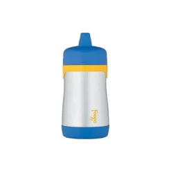 Garrafa térmica - copo com canudinho de aço inoxidável Foogo, amarelo/azul, 10 onças