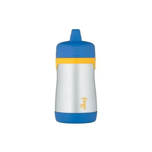 Garrafa térmica - copo com canudinho de aço inoxidável Foogo, amarelo/azul, 10 onças