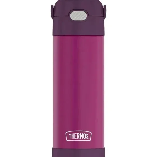 Garrafa térmica - Funtainer 16 onças de aço inoxidável com isolamento a vácuo, vermelho violeta